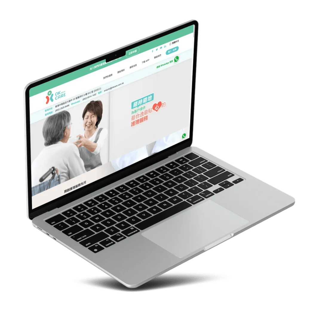 OK Care SEO case study shown on a laptop